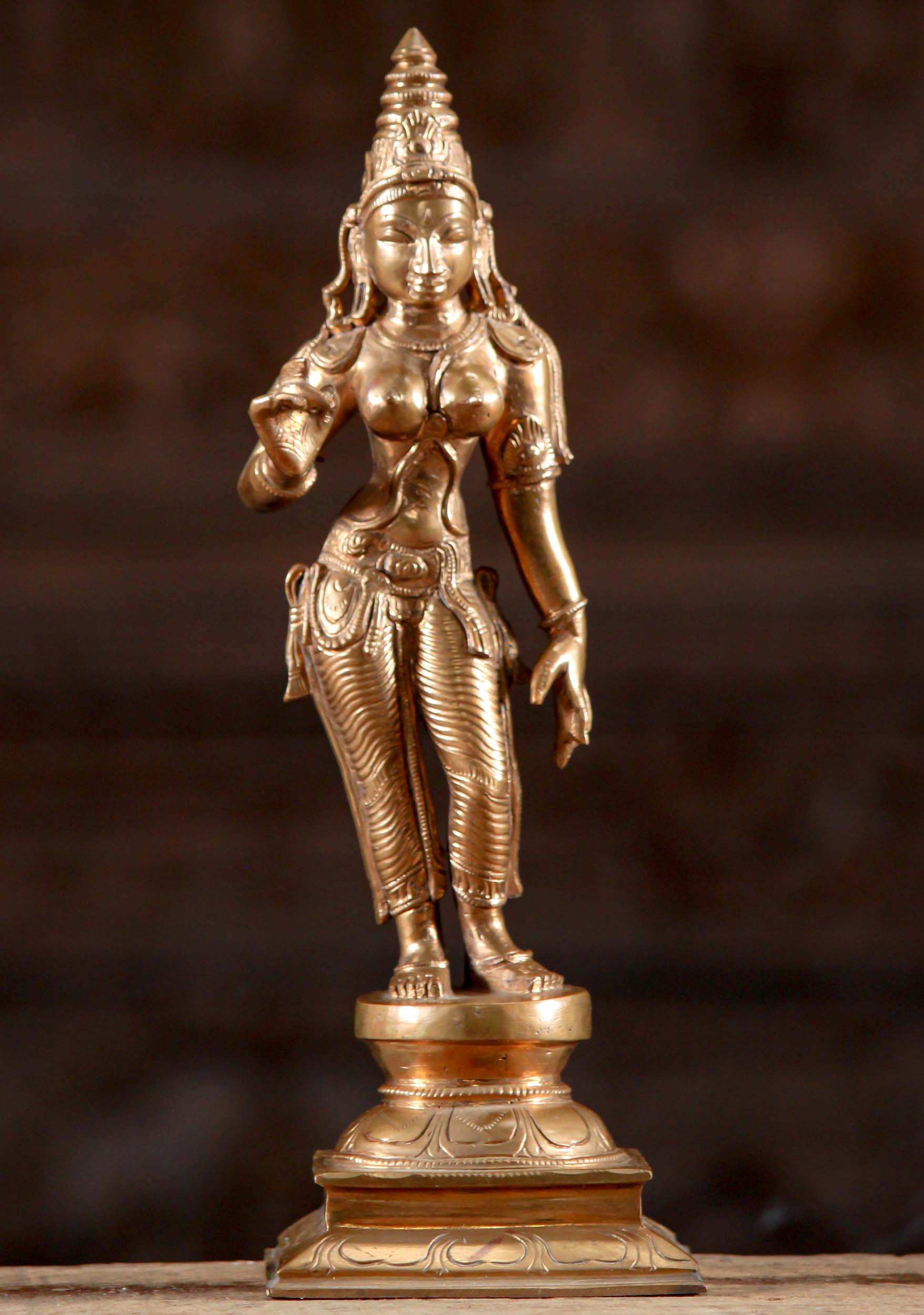 Bronze Golden  Parvati as Shivakami Statue 12"